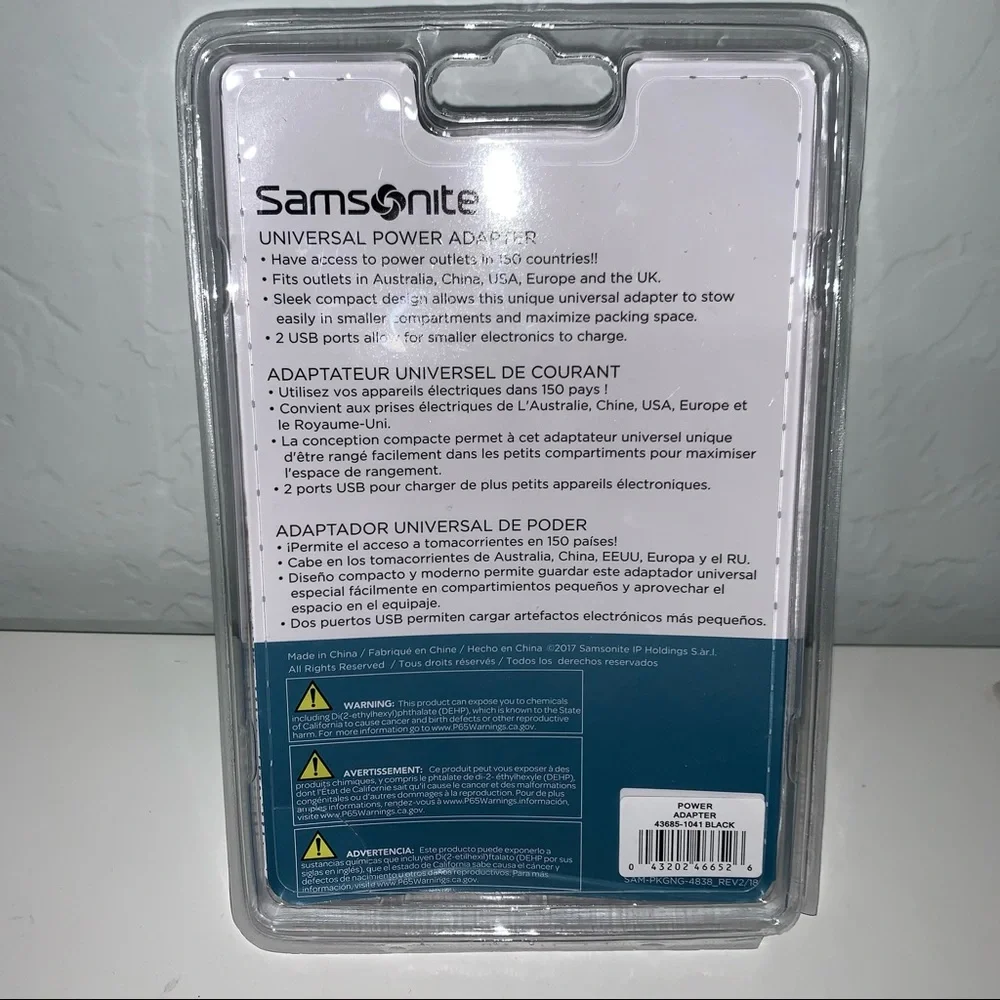 Samsonite Luggage Universal Black Power Adapter